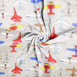 Polar Fleece Fabric Grey Airplanes 60" 280 GSM