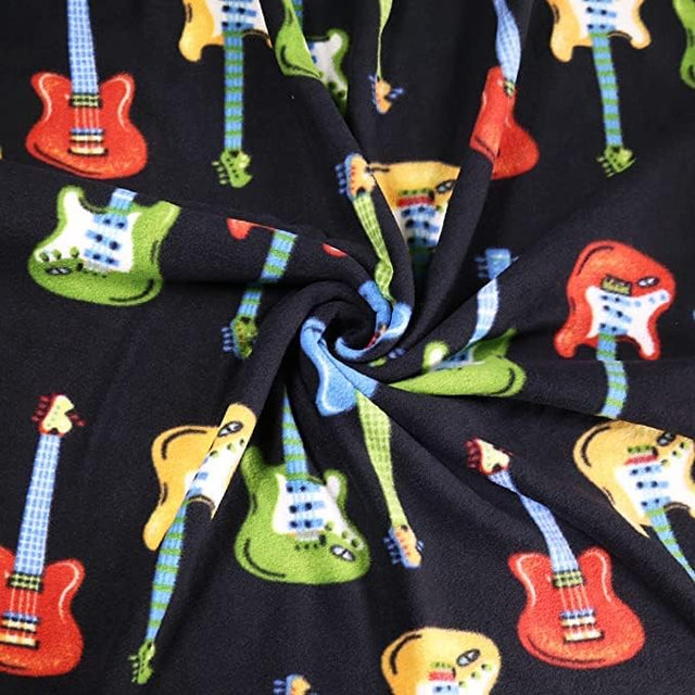 Anti-Pill Polar Fleece Fabric Guitar Design 60" 280 GSM