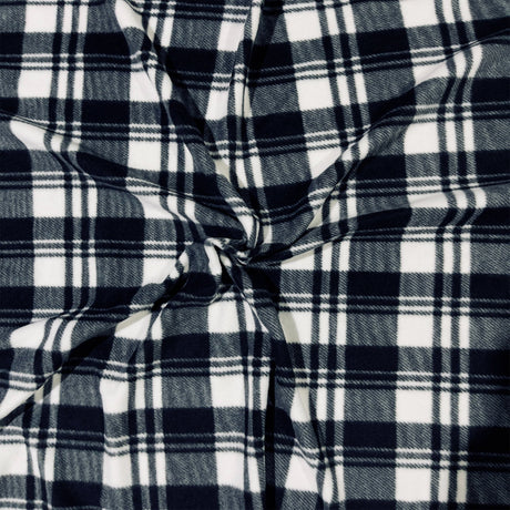 Polar Fleece Fabric Plaid Black and White 60" 280 GSM