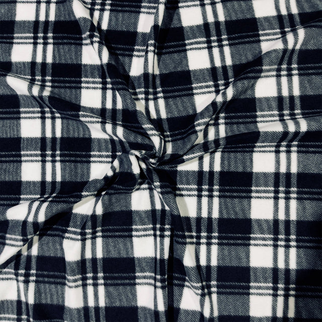 Polar Fleece Fabric Plaid Black and White 60" 280 GSM