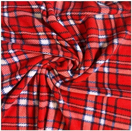 Polar Fleece Fabric Red Plaid 60" 280 GSM