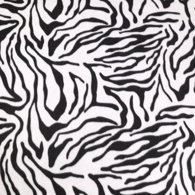 Polar Fleece Fabric Zebra White Black 60" 280 GSM