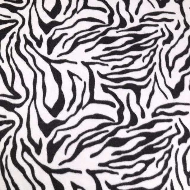 Polar Fleece Fabric Zebra White Black 60" 280 GSM