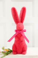 16" Flocked Bunny with Ribbon Easter Spring Decorative Figure