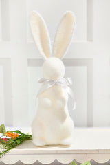 16" Flocked Bunny with Ribbon Easter Spring Decorative Figure