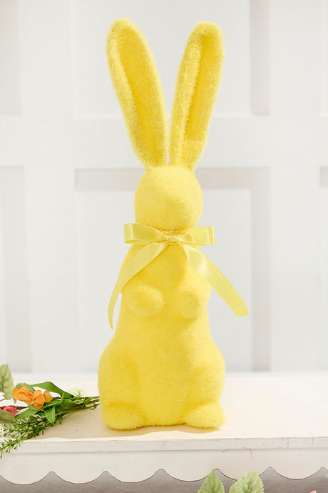 16" Flocked Bunny with Ribbon