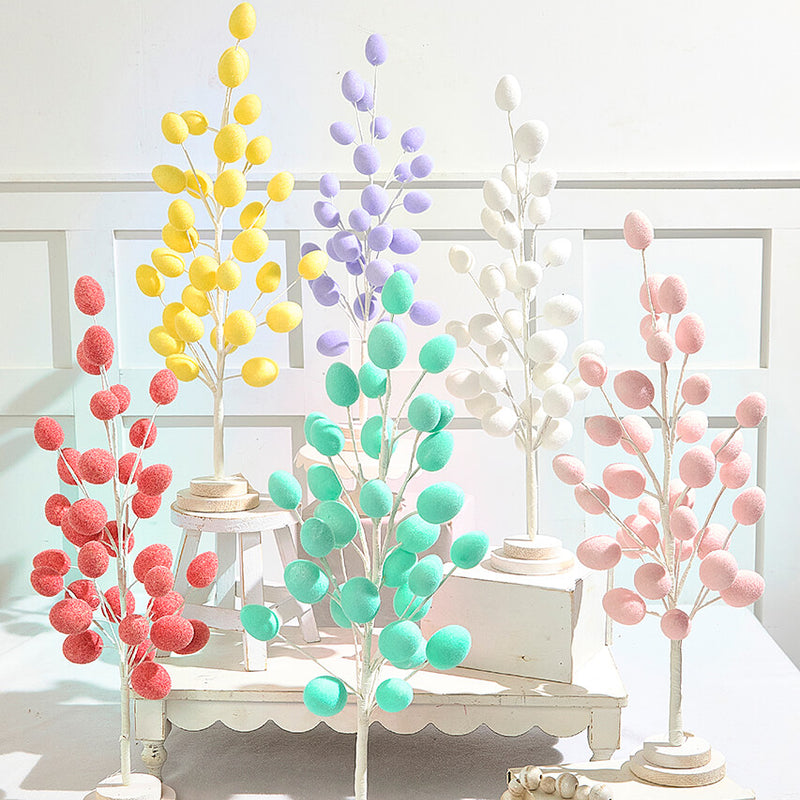 22.5" Colorful Flocked Egg Tree
