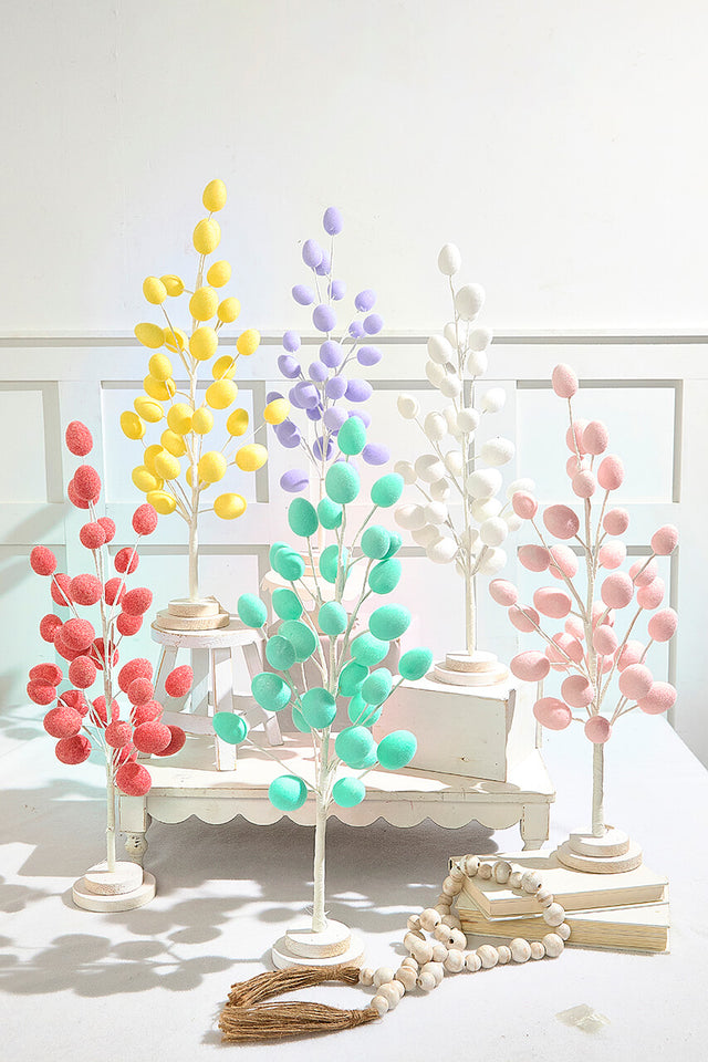22.5" Colorful Flocked Egg Tree