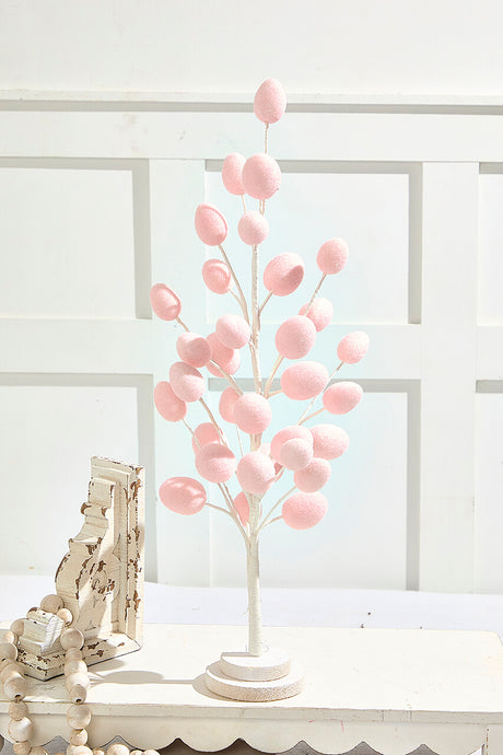 22.5" Colorful Flocked Egg Tree