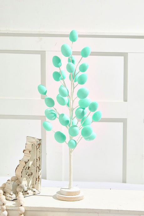 22.5 InchColorful Flocked Egg Tree Decorative Easter Spring Tabletop Centerpiece