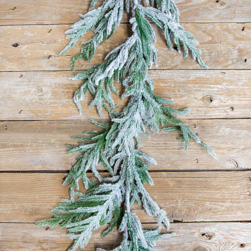 Real Touch Flocked Norfolk Garland 60 Inch Snowy Christmas Pine Decor