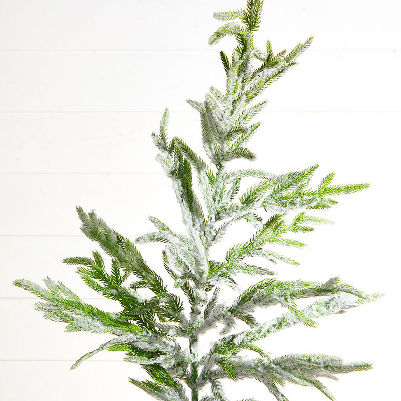 Real Touch Flocked Norfolk Spray 38 Inch Snowy Holiday Greenery