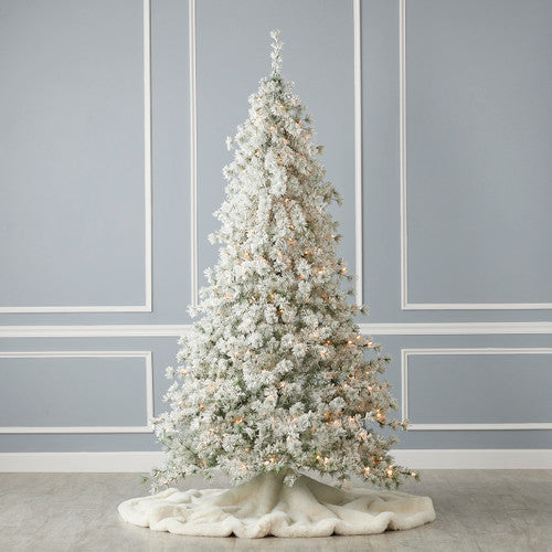 6.5' Flocked Winter Fir Tree Warm White LED