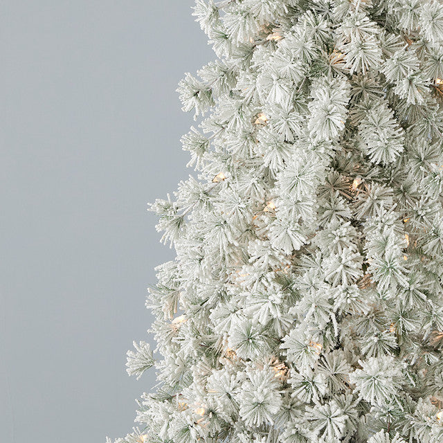 6.5' Flocked Winter Fir Tree Warm White LED