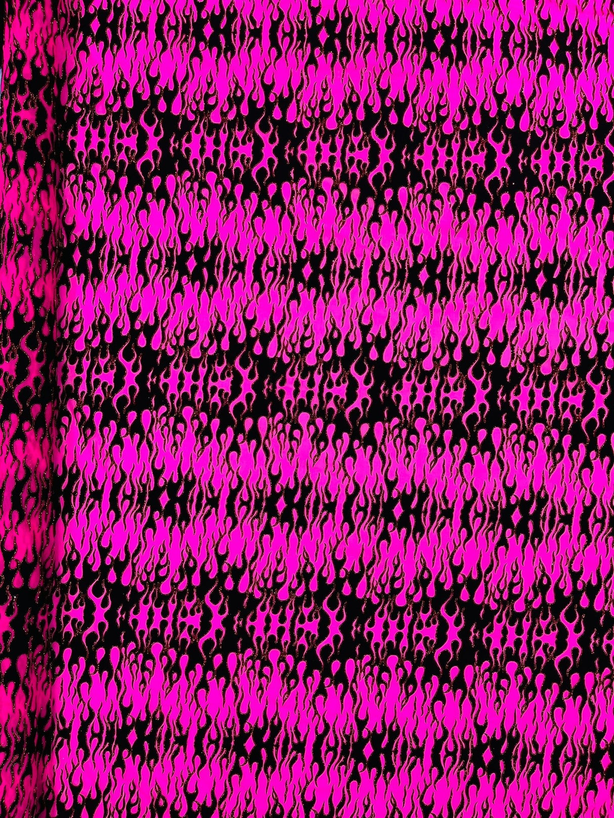 Flocking Flame Power Mesh Power Mesh Fabric - Black Flocked Flames, Red Glitter Accents, 60" Width (1 Yard)
