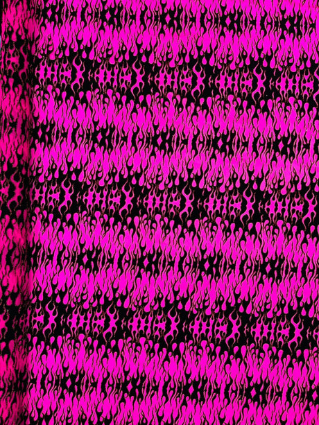 Flocking Flame Power Mesh Power Mesh Fabric - Black Flocked Flames, Red Glitter Accents, 60" Width (1 Yard)