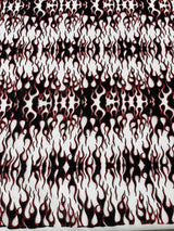 Flocking Flame Power Mesh Power Mesh Fabric - Black Flocked Flames, Red Glitter Accents, 60" Width (1 Yard)