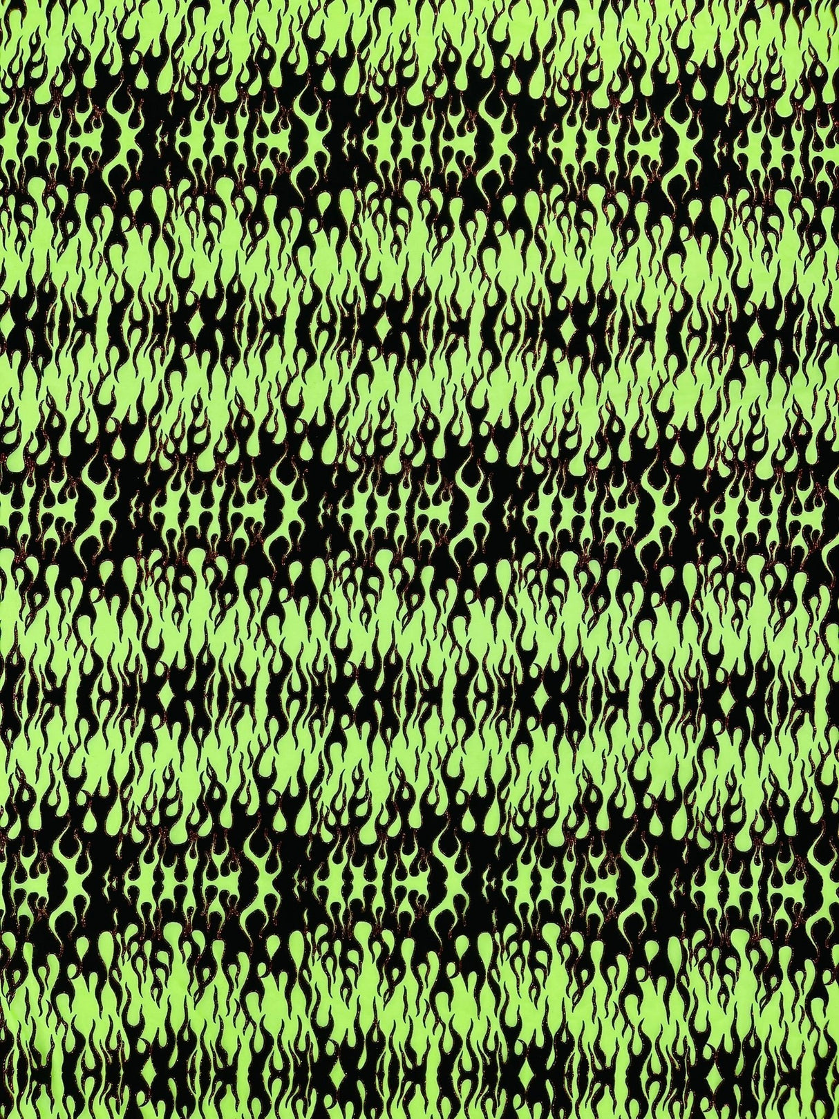Flocking Flame Power Mesh Power Mesh Fabric - Black Flocked Flames, Red Glitter Accents, 60" Width (1 Yard)