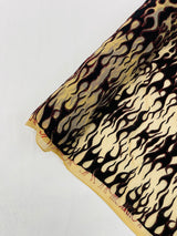 Flocking Flame Power Mesh Power Mesh Fabric - Black Flocked Flames, Red Glitter Accents, 60" Width (1 Yard)