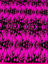 Flocking Flame Power Mesh Power Mesh Fabric - Black Flocked Flames, Red Glitter Accents, 60" Width (1 Yard)