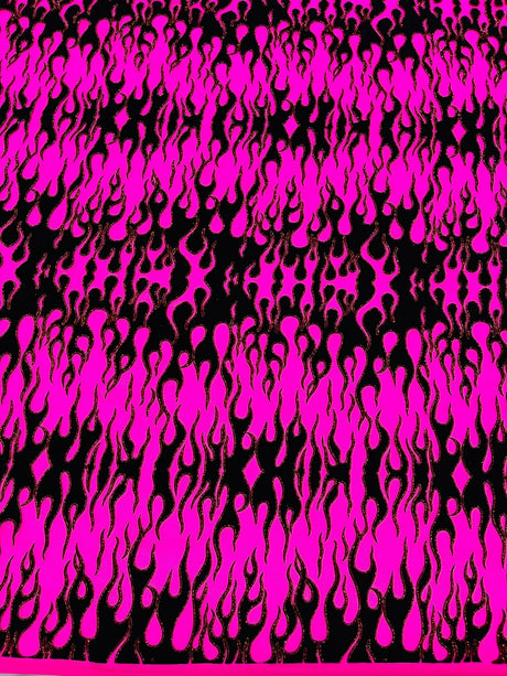 Flocking Flame Power Mesh Power Mesh Fabric - Black Flocked Flames, Red Glitter Accents, 60" Width (1 Yard)
