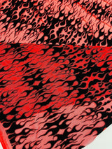 Flocking Flame Power Mesh Power Mesh Fabric - Black Flocked Flames, Red Glitter Accents, 60" Width (1 Yard)