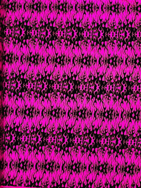 Flocking Flame Power Mesh Power Mesh Fabric - Black Flocked Flames, Red Glitter Accents, 60" Width (1 Yard)
