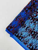 Flocking Flame Power Mesh Power Mesh Fabric - Black Flocked Flames, Red Glitter Accents, 60" Width (1 Yard)