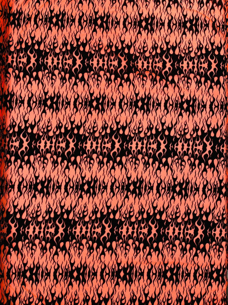 Flocking Flame Power Mesh Power Mesh Fabric - Black Flocked Flames, Red Glitter Accents, 60" Width (1 Yard)