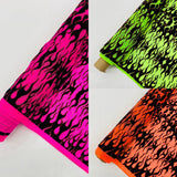 Flocking Flame Power Mesh Power Mesh Fabric - Black Flocked Flames, Red Glitter Accents, 60" Width (1 Yard)