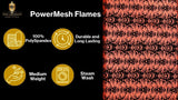 Flocking Flame Power Mesh Power Mesh Fabric - Black Flocked Flames, Red Glitter Accents, 60" Width (1 Yard)