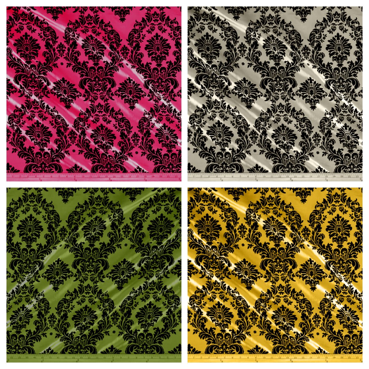 Flocking Taffeta Polyester Fabric - 58" Width, Multiple Colors (1 Yard)