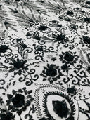 Floral 3D Palm Damask Mesh Lace Fabric - Glitter Embroidered Floral Damask, 48/50" Width, 36" Length (1 Yard)