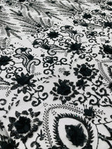 Floral 3D Palm Damask Mesh Lace Fabric - Glitter Embroidered Floral Damask, 48/50" Width, 36" Length (1 Yard)