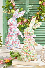 12" Floral Fabric Bunny Spring Easter Decorative Accent Figure