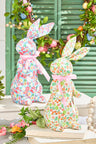 12" Floral Fabric Bunny Spring Easter Decorative Accent Figure