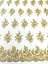 Mia Floral Design Lace Polyester Fabric - Floral Corded Embroidered Sequins Mesh Lace, 50-54" Width (1 Yard)