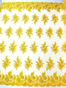 Mia Floral Design Lace Polyester Fabric - Floral Corded Embroidered Sequins Mesh Lace, 50-54" Width (1 Yard)