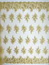 Mia Floral Design Lace Polyester Fabric - Floral Corded Embroidered Sequins Mesh Lace, 50-54" Width (1 Yard)