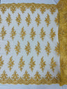Small Floral Damask Beaded Lace Fabric - Floral Damask, 54" Width (1 Yard)
