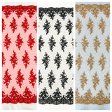 Small Floral Damask Beaded Lace Fabric - Floral Damask, 54" Width (1 Yard)