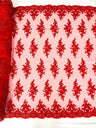 Small Floral Damask Beaded Lace Fabric - Floral Damask, 54" Width (1 Yard)