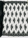 Small Floral Damask Beaded Lace Fabric - Floral Damask, 54" Width (1 Yard)