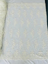 Small Floral Damask Beaded Lace Fabric - Floral Damask, 54" Width (1 Yard)
