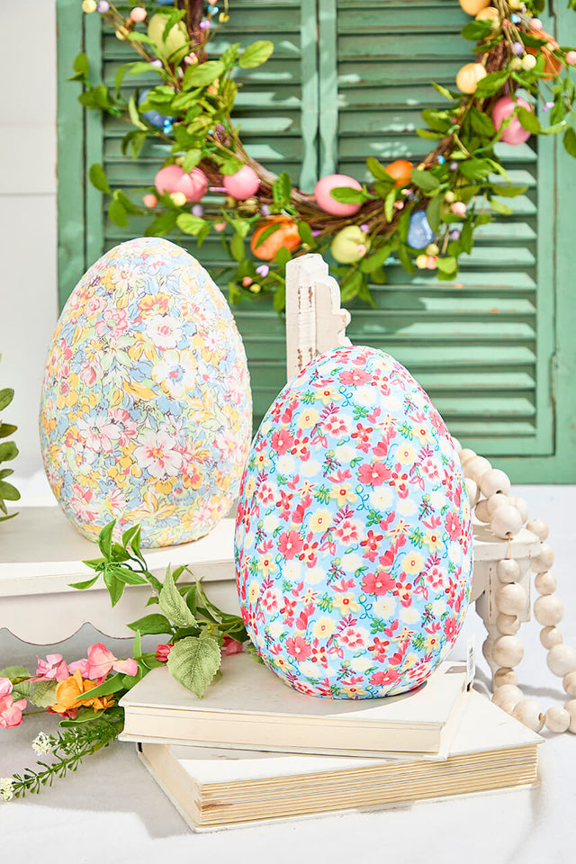 10" Floral Fabric Egg