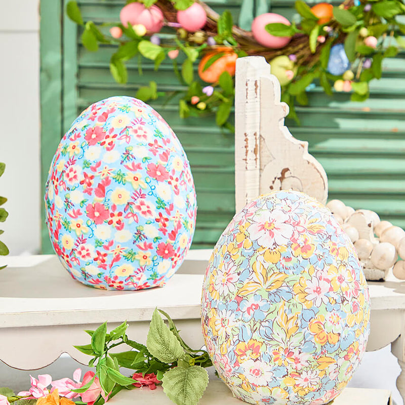 8" Floral Fabric Egg