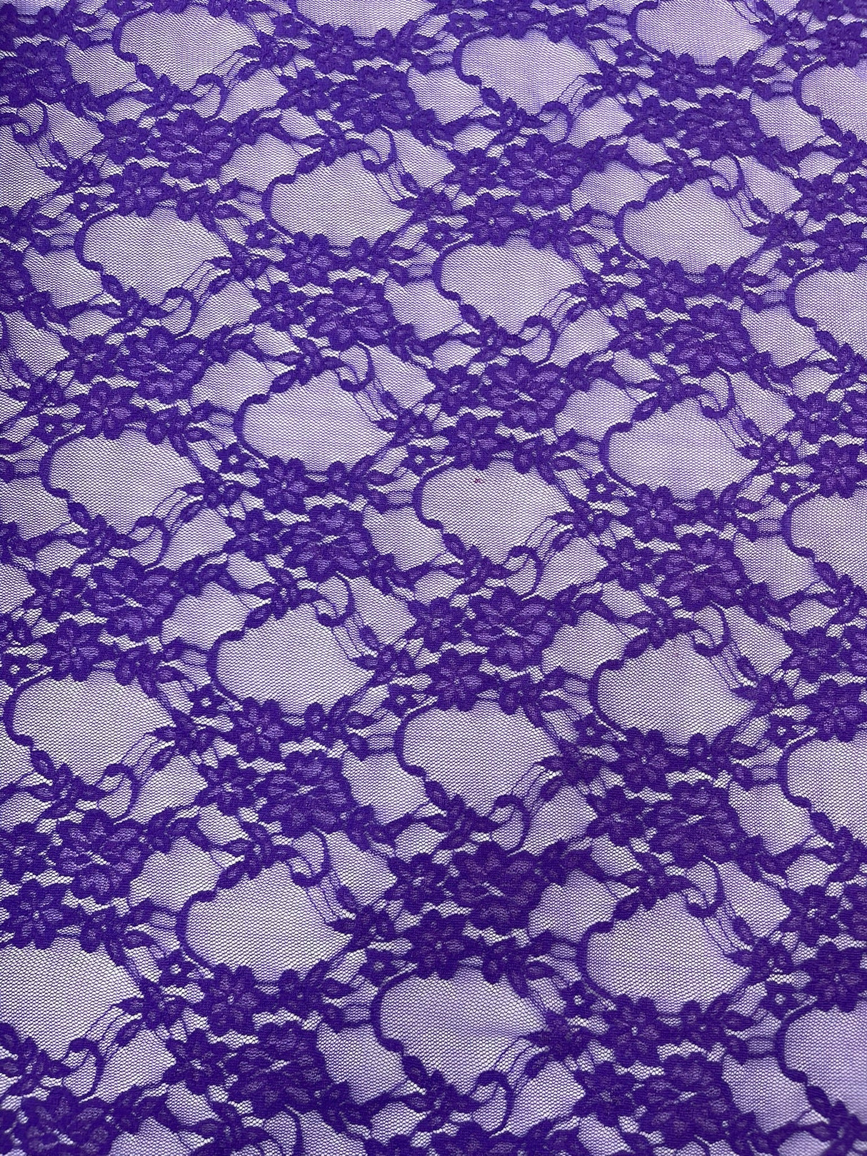 Floral Stretch Lace Nylon Fabric - Floral Pattern, 58" Width (1 Yard)