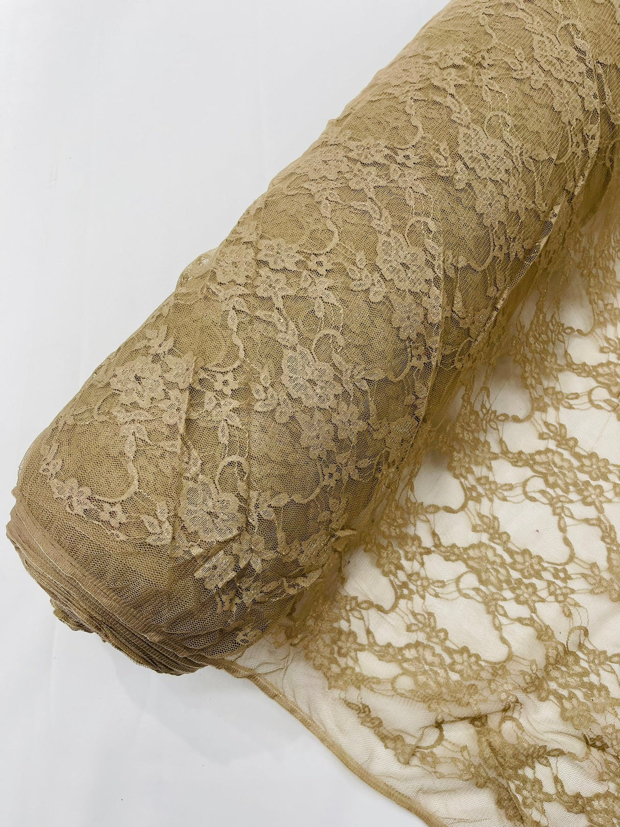 Floral Stretch Lace Nylon Fabric - Floral Pattern, 58" Width (1 Yard)