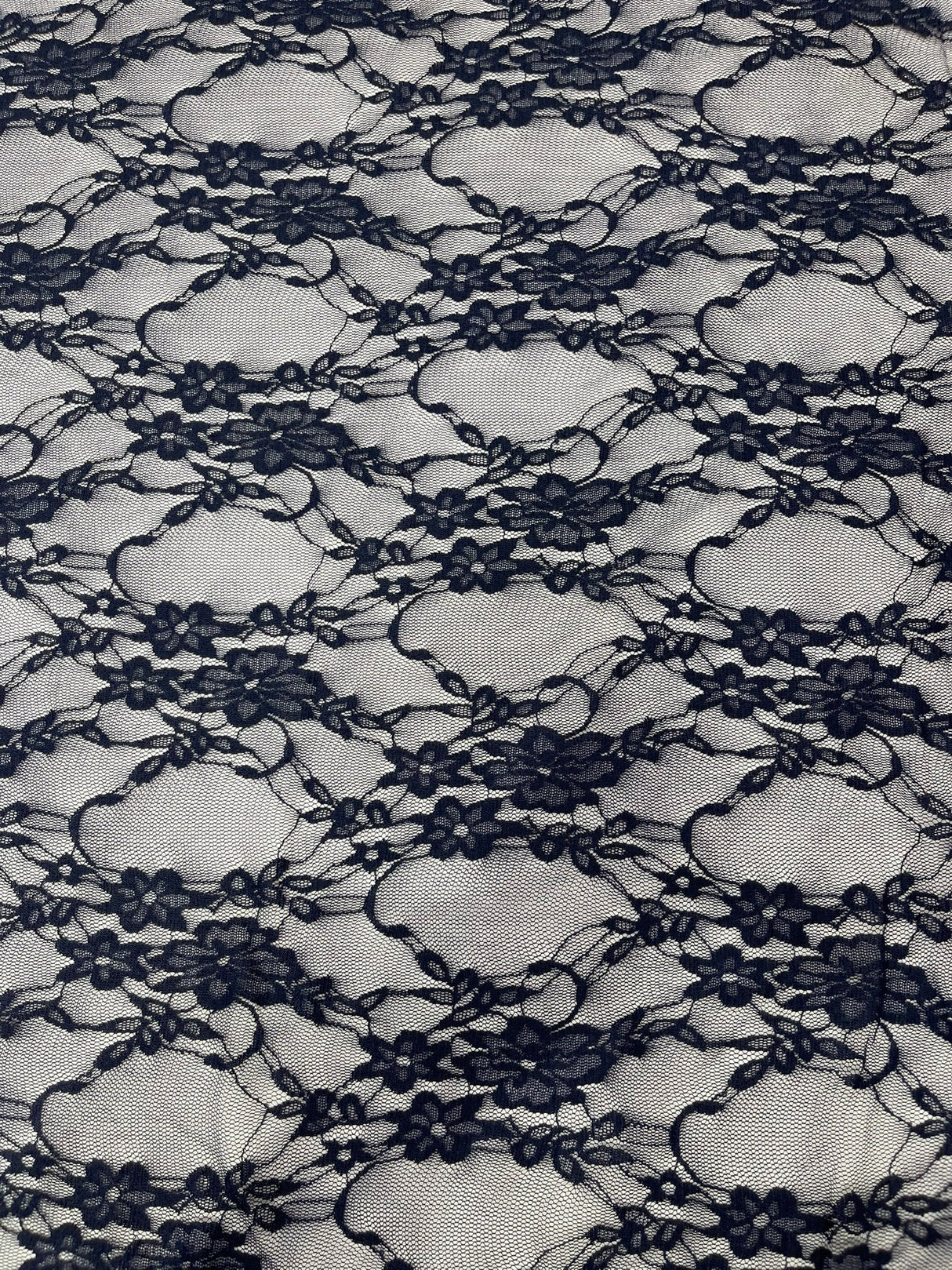 Floral Stretch Lace Nylon Fabric - Floral Pattern, 58" Width (1 Yard)