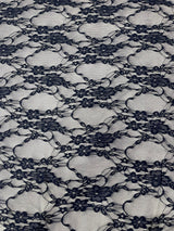 Floral Stretch Lace Nylon Fabric - Floral Pattern, 58" Width (1 Yard)